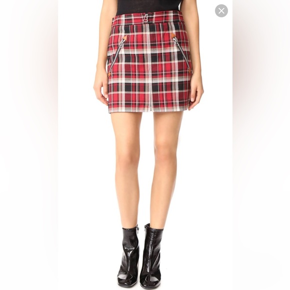 Rag & Bone - Leah Skirt - Red Multi -Plaid Zippered Mini Skirt Size 2 - Picture 11 of 13